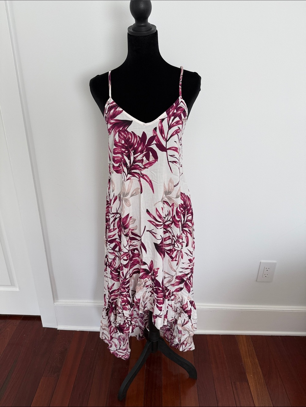 Tropical Leaf Print High Low Dress
